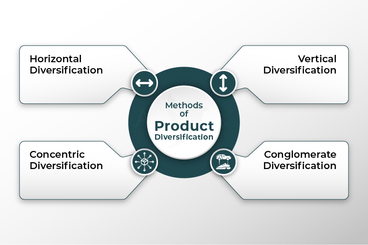 Product diversification infographic Horizontal diversification vertical diversification